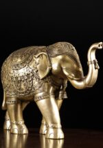 Brass Elephant Pair Blessing Trunk Up 22 Inch with fine handmade work - Image 2
