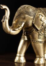 Brass Elephant Pair Blessing Trunk Up 22 Inch with fine handmade work - Image 3