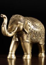 Brass Elephant Pair Blessing Trunk Up 22 Inch with fine handmade work - Image 4