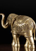 Brass Elephant Pair Blessing Trunk Up 22 Inch with fine handmade work - Image 6