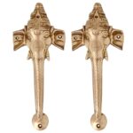 Ganesha Door Handle In Antique Finish Yellow