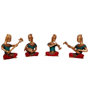Set Of Four Musicians Brass Statue In Coral Stone Work