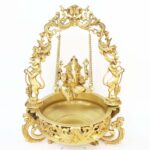 Brass Made Lord Ganesha On Swing Figure Home/Event Decor Urli