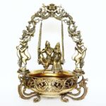 Brass Metal Radha Krishna On Swing Figure Home/Event Decor Urli