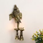 Brass Ganesh Face Wall Hanging With Bells