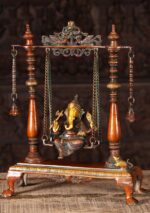 Brass Ganesha Relaxing on a Swing 16 inch - Image 7