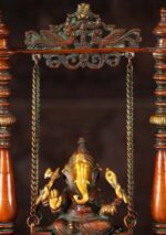 Brass Ganesha Relaxing on a Swing 16 inch - Image 6