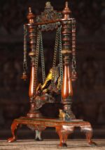 Brass Ganesha Relaxing on a Swing 16 inch - Image 4