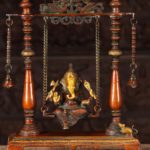 Brass Ganesha Relaxing on a Swing 16 inch