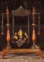 Brass Ganesha Relaxing on a Swing 16 inch