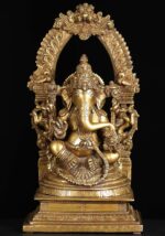 Brass Ganesh Statue with Mahakala Arch 17"
