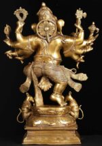 Brass Dancing Ganesh with 2 Rats 25" - Image 3