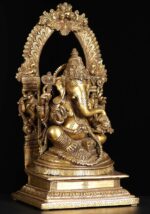 Brass Ganesh Statue with Mahakala Arch 17" - Image 3
