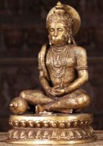 Brass Hanuman Meditating 15 inch - Image 4