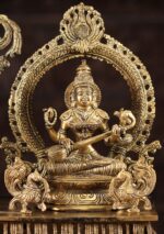 Brass Statue Set Ganesh, Lakshmi & Saraswati 20" - Image 4
