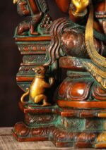 Brass Ganesh Statue with Rat Arch 19" - Image 6