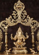 Brass Statue Set Ganesh, Lakshmi & Saraswati 20" - Image 5