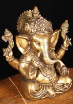 Brass Ganesha Statue 9" - Image 2