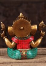 Brass Taj Ganesha with OM & Trident on Trunk 9 - Image 4