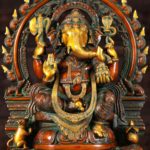 Brass Ganesh Statue with Rat Arch 19"