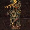 Brass Gopal Krishna Statue with Peacock 30″