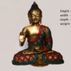 21 Inches Brass Buddha Idol Turquoise work