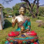 Brass Buddha Sitting Stone Work 28 inch