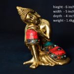 Brass Buddha Resting With Stone Work 6 Inch