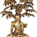 Large Size Brass Buddha Under Tree Of Life