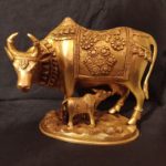 Brass Cow And Calf  8.3 Inch