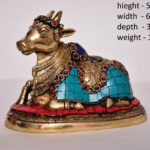 Brass Nandi Sitting 5 Inch Stone Work