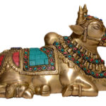 Brass Nandi Sitting Stone Work