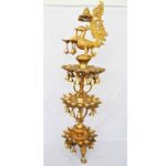 Beautiful Peacock Shape 3 Floor Brass Metal Hand Made Oil Lamp