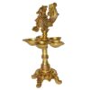 Brass Standing Oil Lamp With A Small Bird 