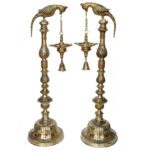 Parrot Figure Brass Made Hand Carved Home/Pooja Ghar Decor Oil Lamps Pair