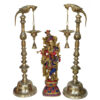 Festive Decor Oil Lamp With Colorful Krishna Statue For Home Office Decor