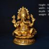 Brass Ganesh siting on Lotus Base 9 inch