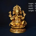 Brass Ganesh siting on Lotus Base 9 inch