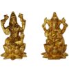 Brass Made Laxmi Ganesha Pair Sitting On Lotus