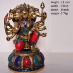 Brass Hanuman | Bajrang Bali | Panchmukhi Stone Work 13 Inch