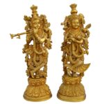 Brass Krishna With Radha Standing Fine Carving 22 Inch