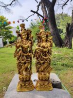 Brass Krishna With Radha Standing Fine Carving 29 Inch