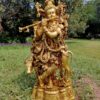 Brass Krishna With Cow Big Statue 27 inch
