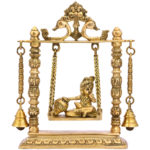 Brass Krishna Sitting In Jhula 10 Inch