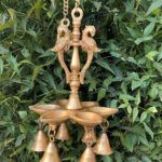 Oil Lamp Hanging Double Peacock With 6 Diya