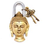 Buddha Design Functional Brass Lock With 2 Keys