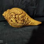 Brass Shankh Carving Vishnu Laxmi | Konch 9 Inch
