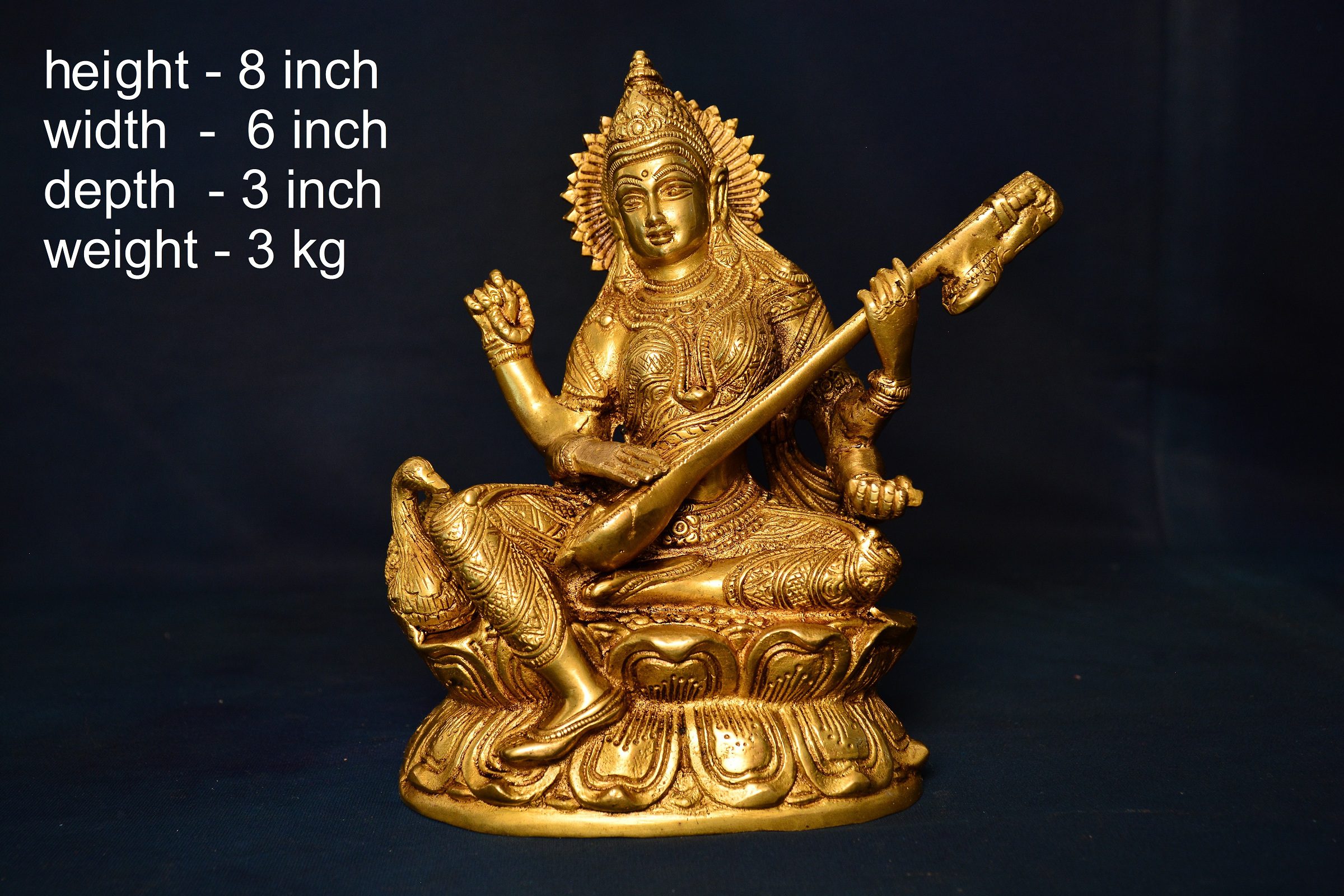 IHST911 Brass Saraswati Statue 8 Inch - Image 1