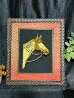BRASS HORSE FACE WALL HANGING  with FRAME (17 x 15 INCH)
