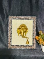 Brass ganesh head bell with frame 10x9 inch
